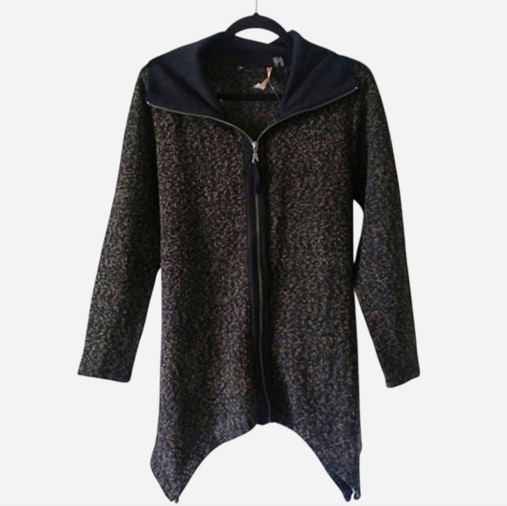 Soft Surroundings Knit Cardigan Sweater Tunic Length Cozy Marbled Medium Petite